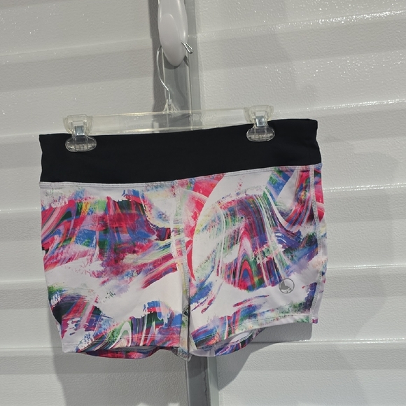 Reel Legends Pants - Reel Legends Black Waist Multicolor Abstract‎ Print Bike Shorts Size Large